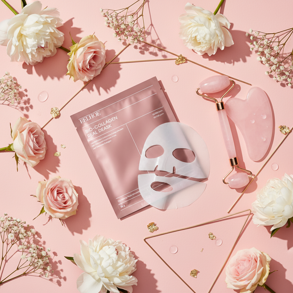 Kit éclat du visage - Masque Collagène & Gua-Sha Rouleau